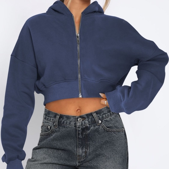 Cropped Hooded Zip-Up Jacket - Picture 4 of 4